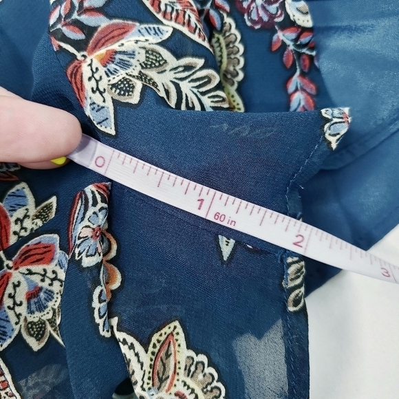 *Last Chance* Line + Dot Floral Romper w/Sheer Long Sleeves Blue Multi - Picture 10 of 12